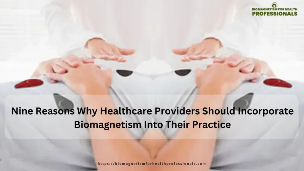 A healthcare professional is performing a biomagnetism therapy session on a patient.